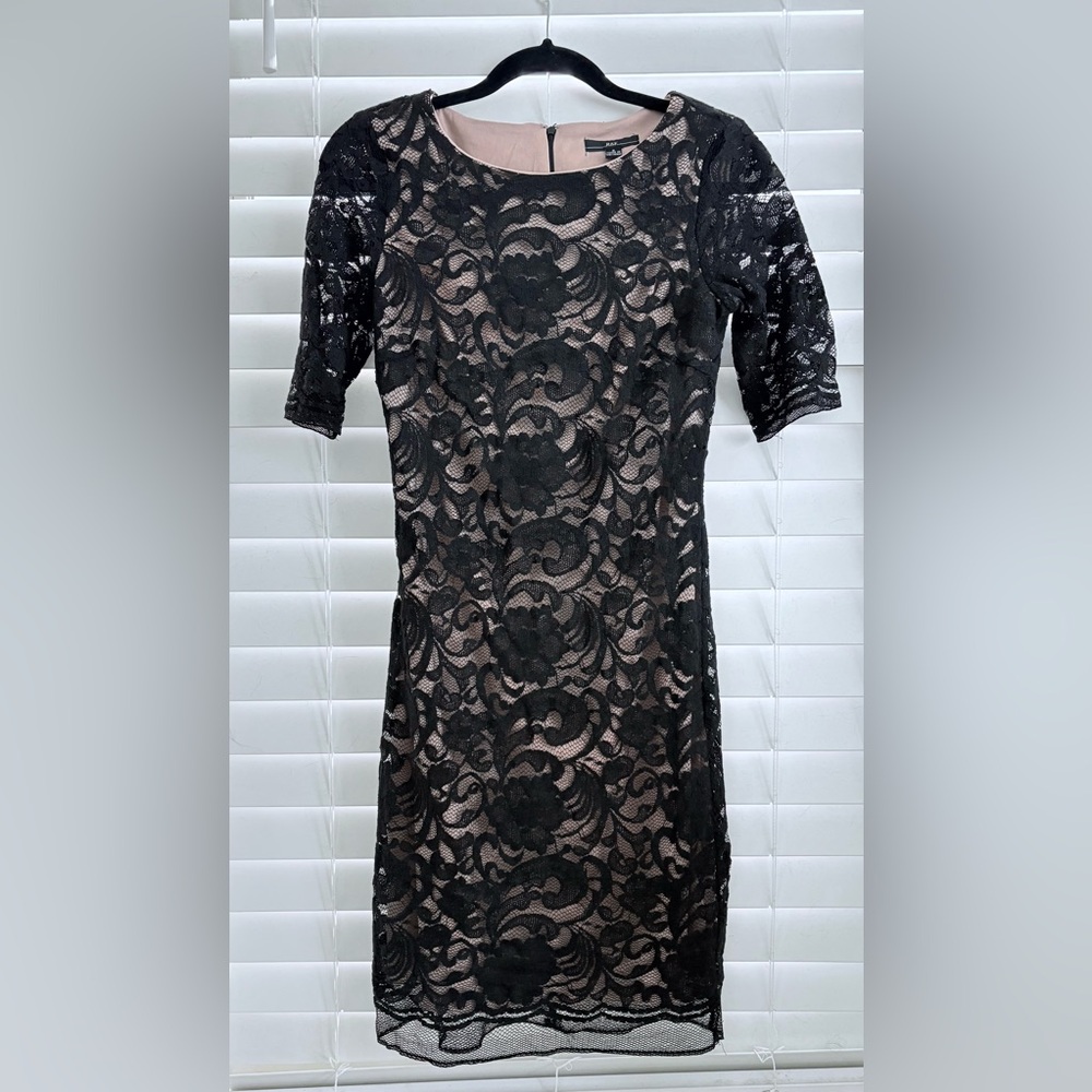 Size 6 R&K dress. Under slip in nude with sleeved lace overlay